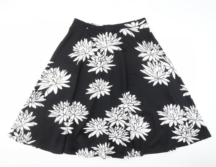 Definitions Women's Black Floral A-Line Skirt Size 14