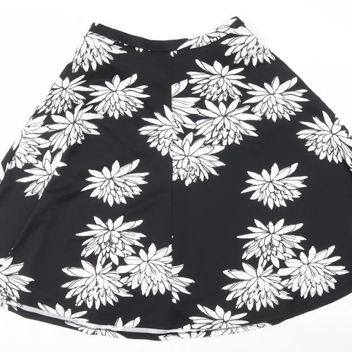 Definitions Women's Black Floral A-Line Skirt Size 14