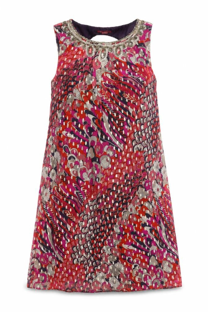Front view of Monsoon Women's Multicolour Shift Dress, size 14