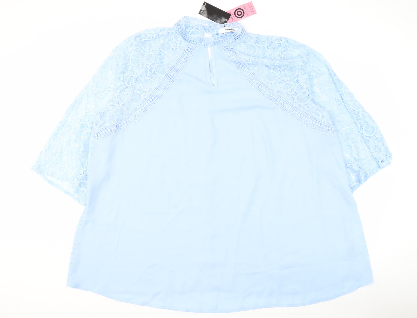Simply Be Women's Blue Lace 3/4 Sleeve Top Size 26