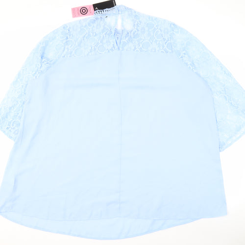 Simply Be Women's Blue Lace 3/4 Sleeve Top Size 26