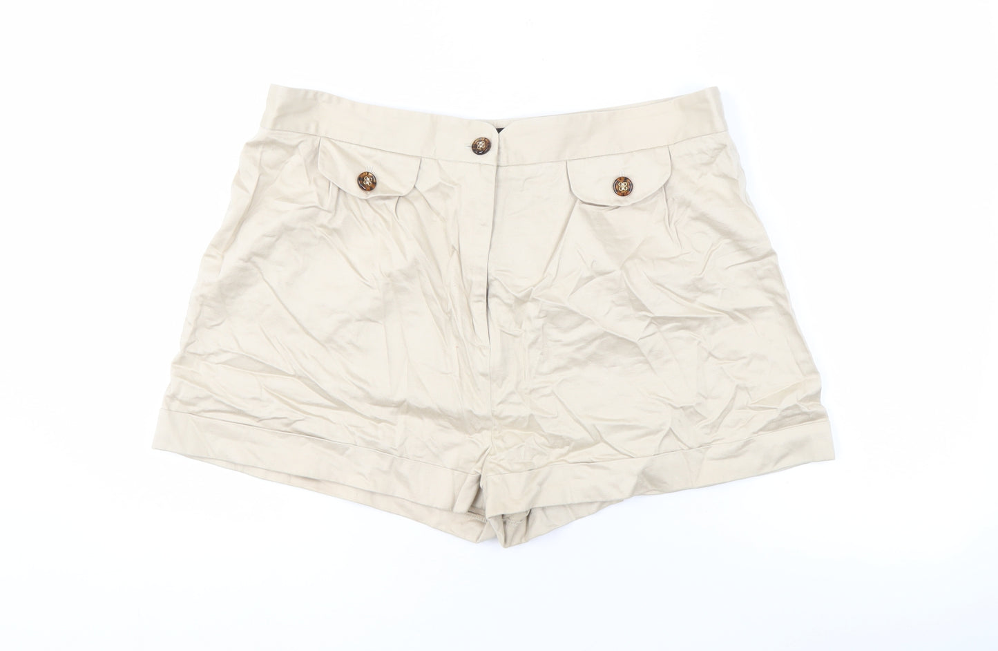 Topshop Women’s Beige Chino Shorts, Size 16