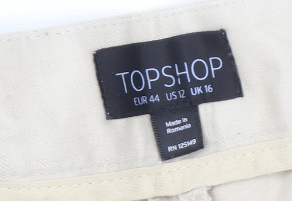 Topshop Women’s Beige Chino Shorts, Size 16