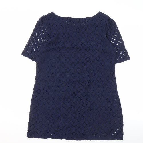 Next Women's Blue Lace Shift Dress, Size 14, Short Sleeve