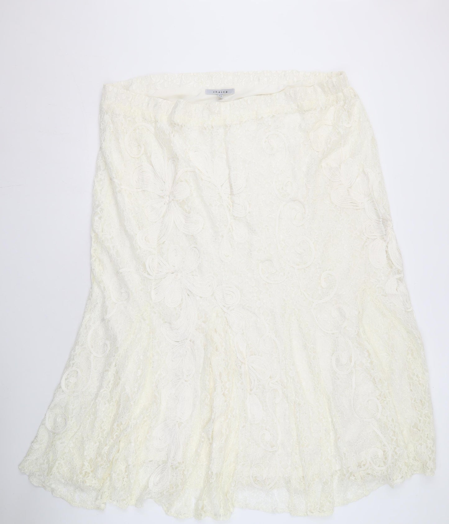 Chesca Women's Ivory Floral Lace Skirt Size 24