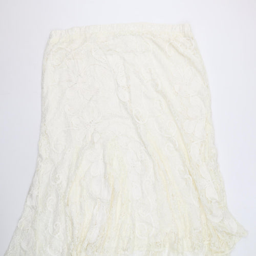 Chesca Women's Ivory Floral Lace Skirt Size 24