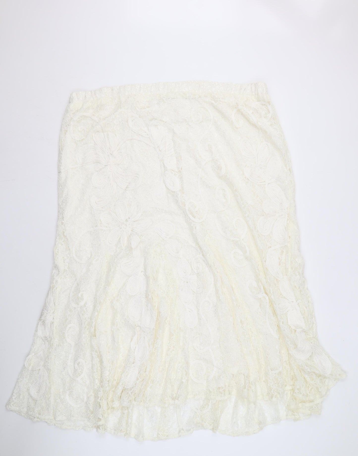 Chesca Women's Ivory Floral Lace Skirt Size 24
