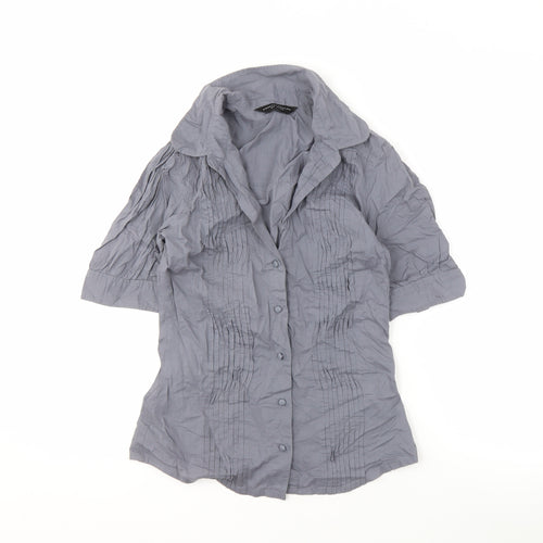 Dorothy Perkins Women's Grey Button-Up Shirt Size 8