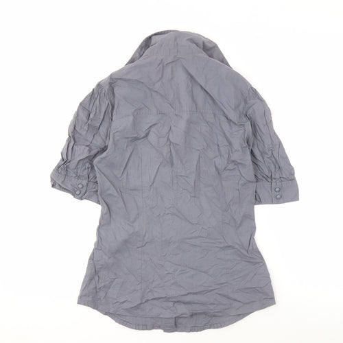 Dorothy Perkins Women's Grey Button-Up Shirt Size 8