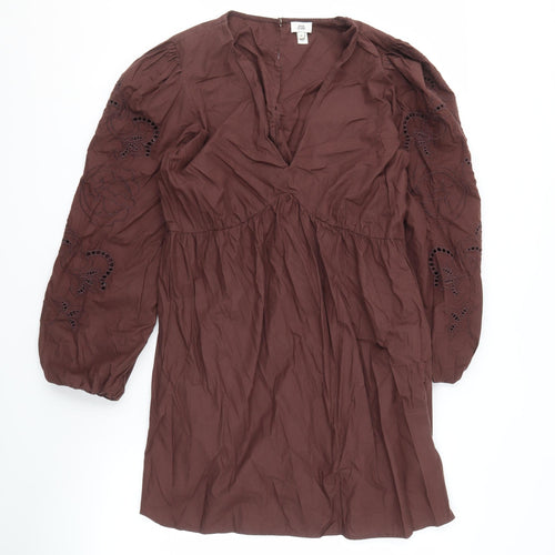 River Island Women’s Brown Cotton Balloon Sleeve Dress