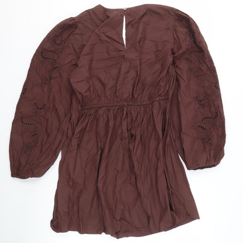 River Island Women’s Brown Cotton Balloon Sleeve Dress