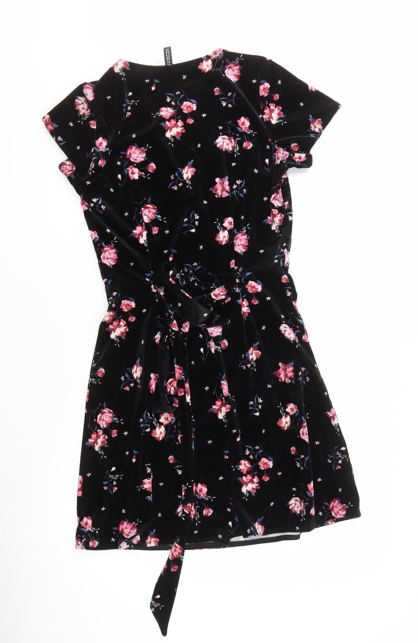 H&M Women's Black Floral Velvet Dress Size 6