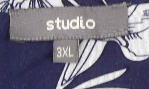 Studio Men's 3XL Casual Blue Floral Button-Up Shirt