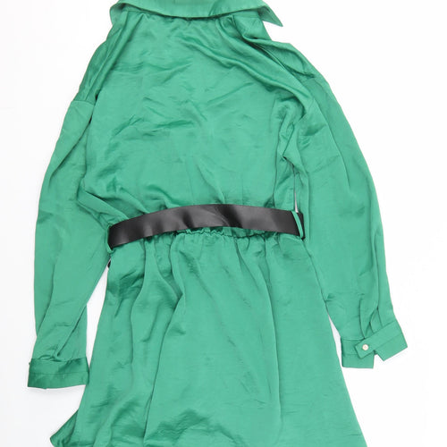 Zara Women's Green Shirt Dress Size S Belted