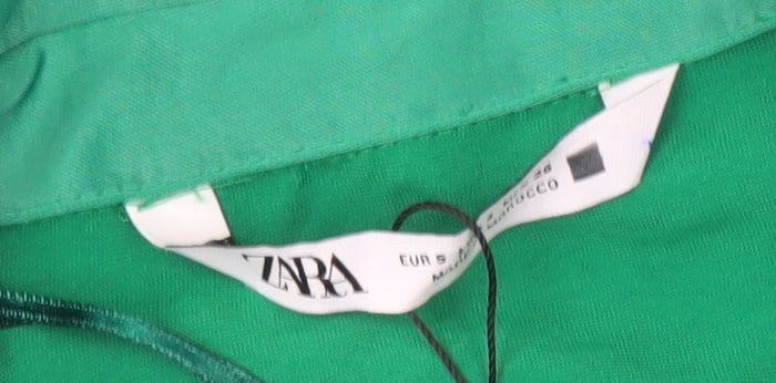 Zara Women's Green Shirt Dress Size S Belted