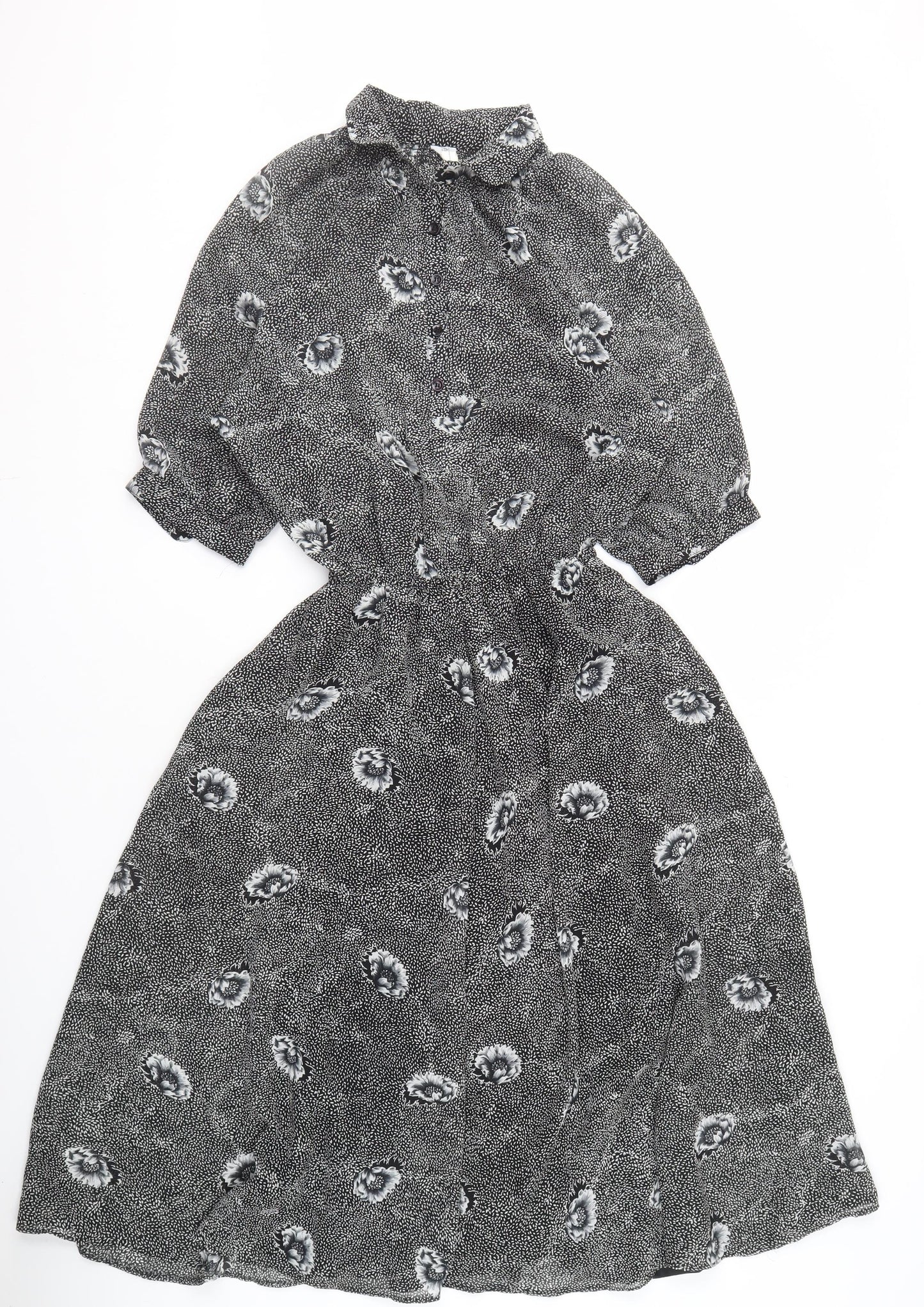 C&A Women's Black Floral Dress Size 10 Polyester