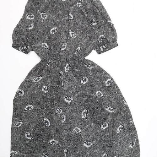C&A Women's Black Floral Dress Size 10 Polyester