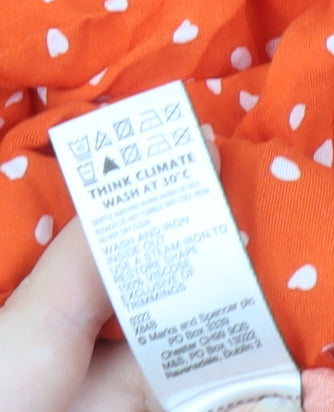 Marks and Spencer Women's Orange Polka Dot Blouse - Size 12