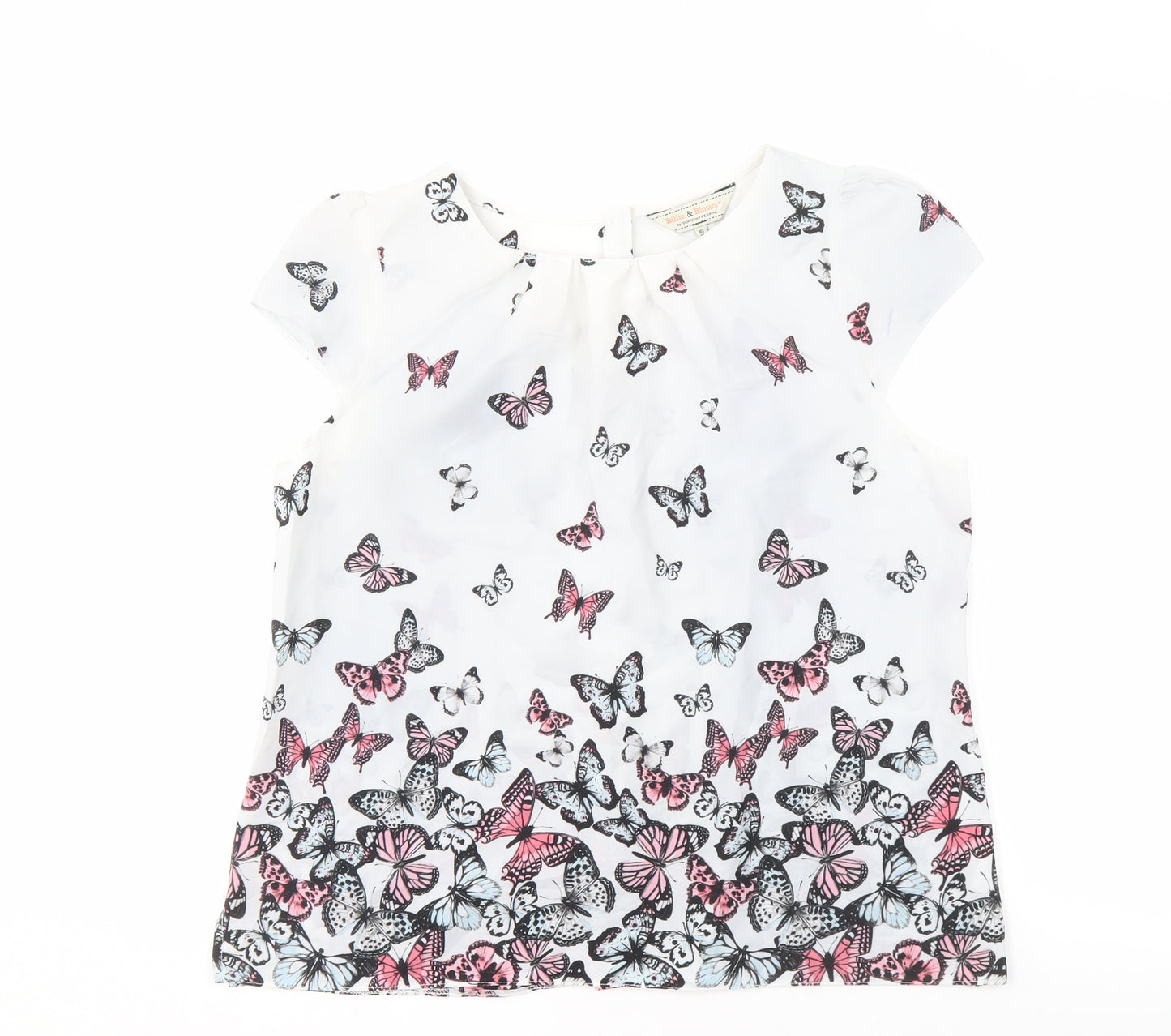 Billie & Blossom Women's White Butterfly Blouse, Size 16
