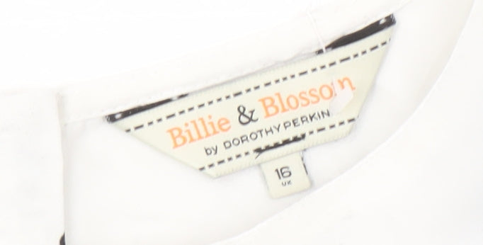 Billie & Blossom Women's White Butterfly Blouse, Size 16