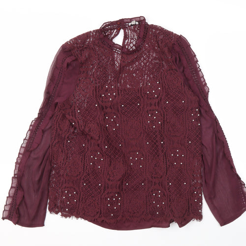River Island Women's Purple Lace Blouse, Size 12