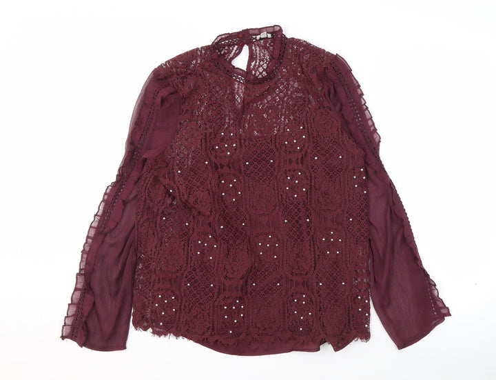 River Island Women's Purple Lace Blouse, Size 12