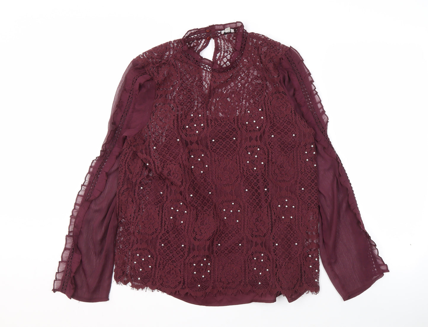 River Island Women's Purple Lace Blouse, Size 12