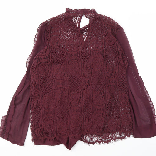 River Island Women's Purple Lace Blouse, Size 12