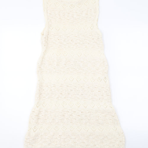 ZARA Women's Ivory Knit Sleeveless Dress Size 8