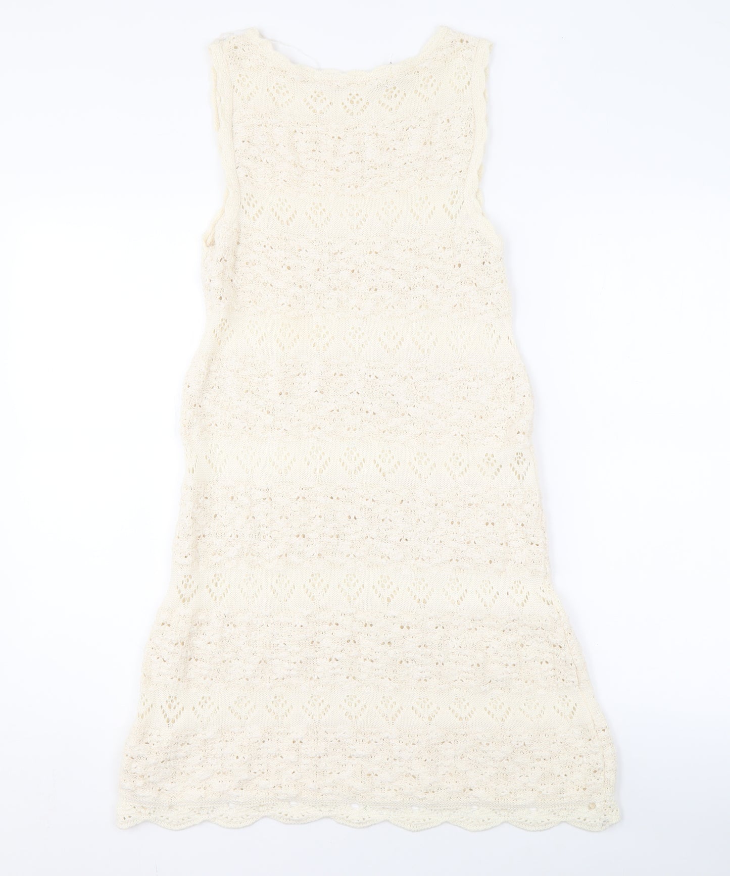 ZARA Women's Ivory Knit Sleeveless Dress Size 8