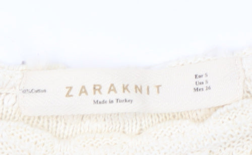 ZARA Women's Ivory Knit Sleeveless Dress Size 8