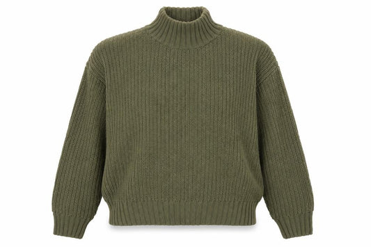 Front view of H&M Divided Women's Green M jumper High Neck