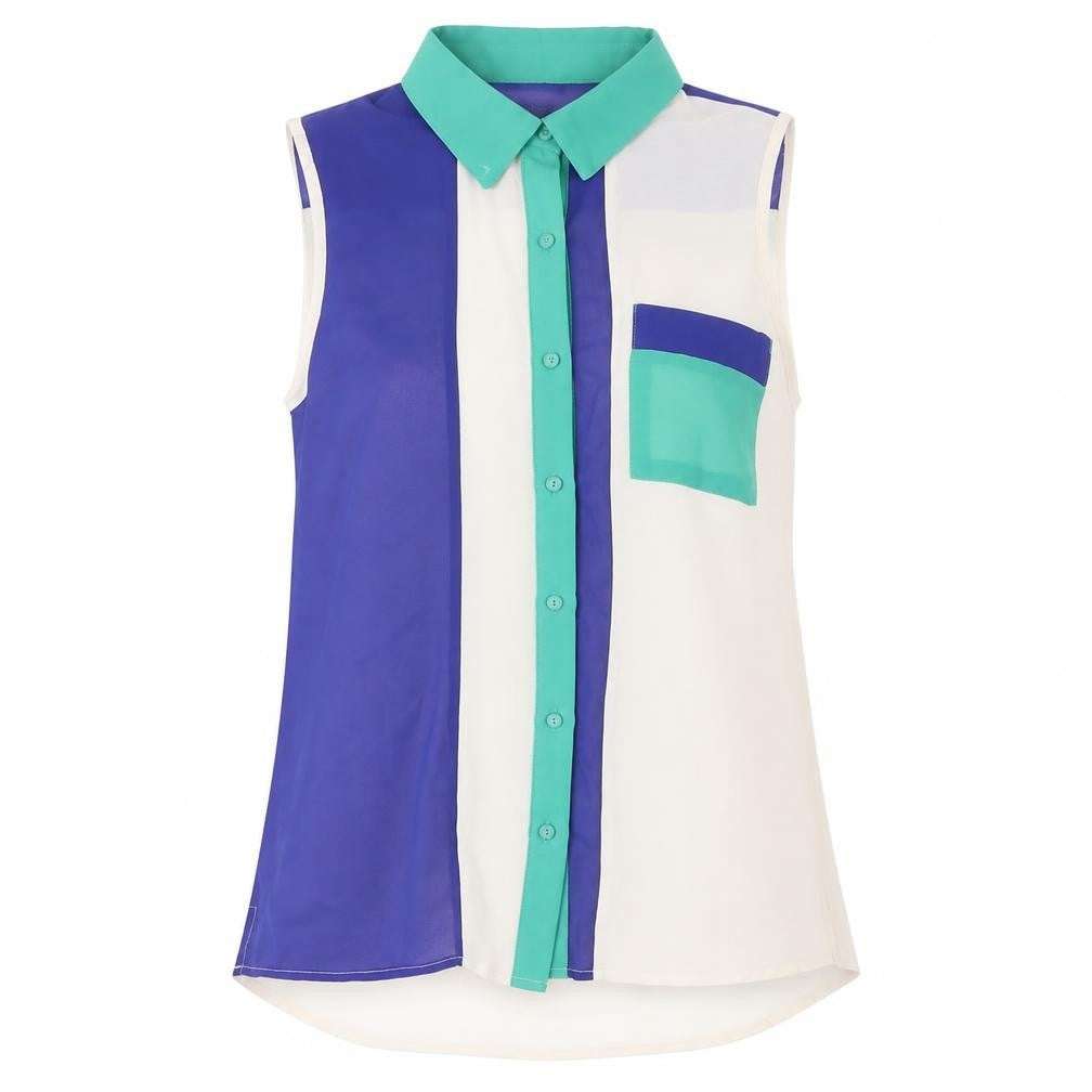 Front view of Foreign Exchange Women's Colourblock Sleeveless Blouse - S