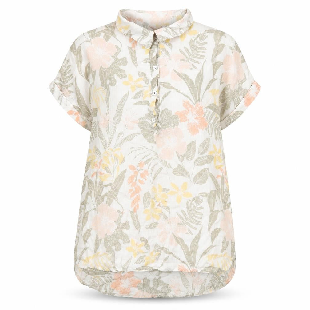 Marina & Marie Women's Multicoloured Linen Floral Shirt M