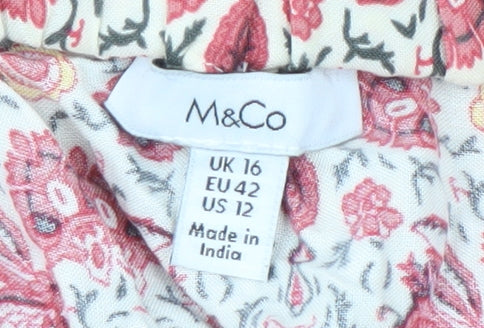 M&Co Women's Multicoloured Floral Peasant Skirt Size 16