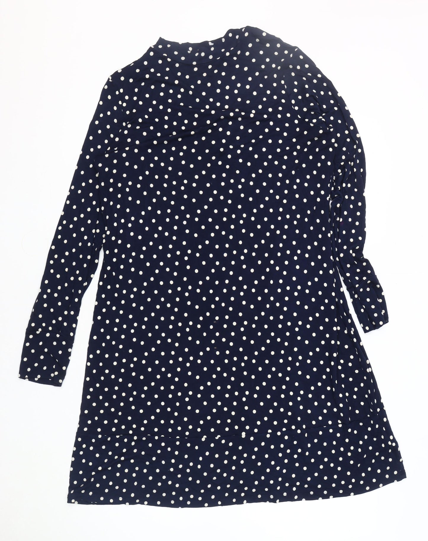 Marks and Spencer Blue Polka Dot Dress, Size 14, Long Sleeve