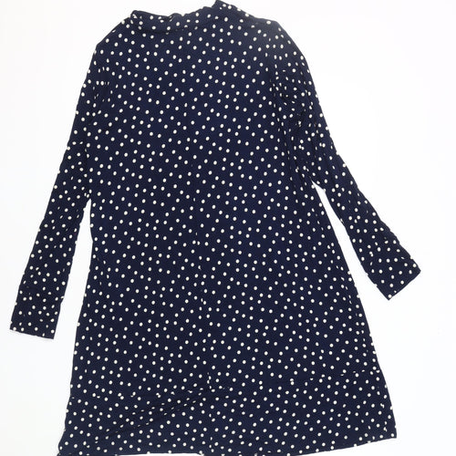 Marks and Spencer Blue Polka Dot Dress, Size 14, Long Sleeve