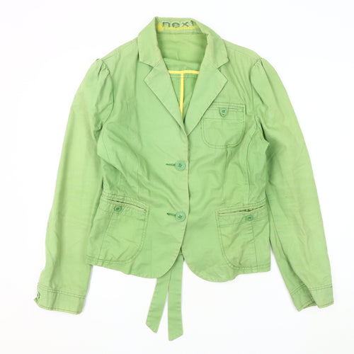 Next Women's Green Cotton Jacket Size 14 Buttoned Casual