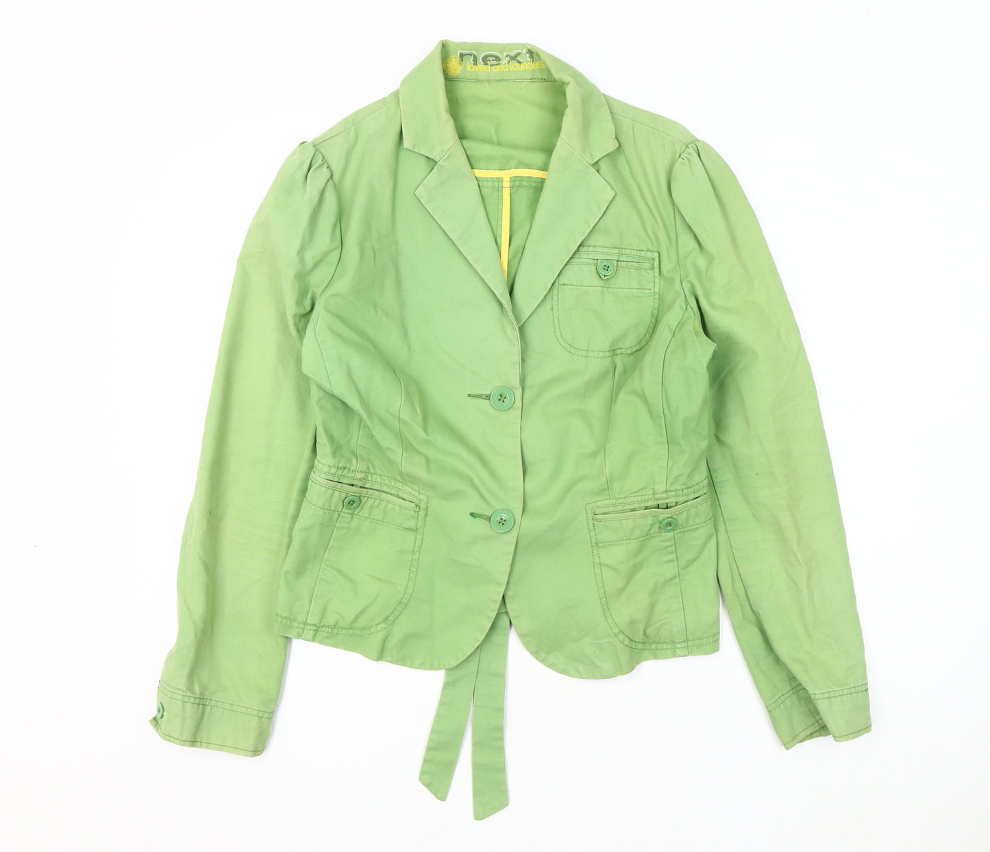Next Women's Green Cotton Jacket Size 14 Buttoned Casual