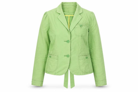 Front view of Next Women's Green Cotton Jacket, size 14, Buttoned Casual
