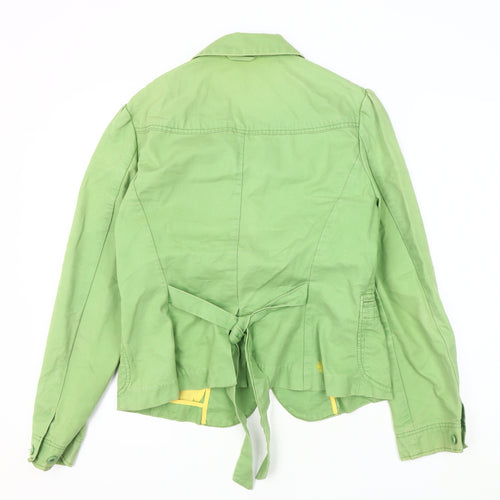 Next Women's Green Cotton Jacket Size 14 Buttoned Casual