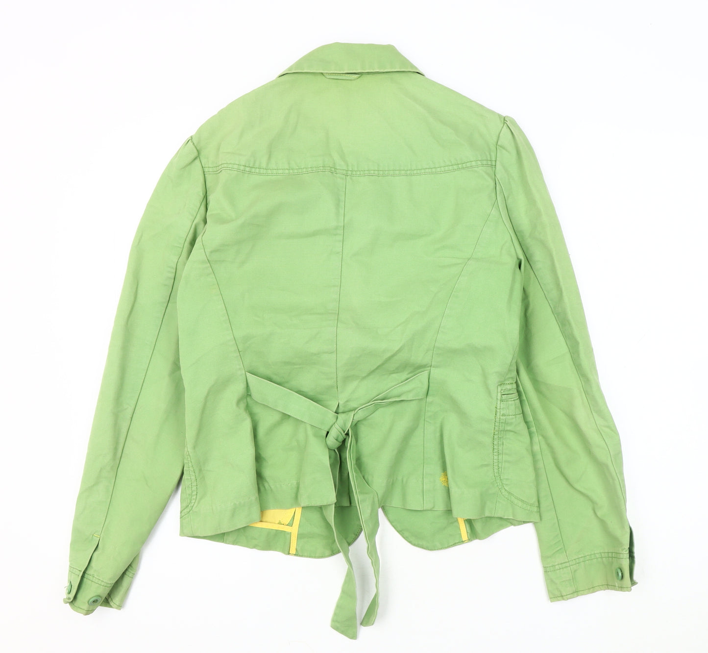 Next Women's Green Cotton Jacket Size 14 Buttoned Casual