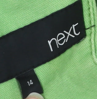 Next Women's Green Cotton Jacket Size 14 Buttoned Casual