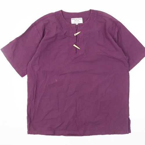 Collarless Shirt Company Men's Purple Medium Cotton Shirt