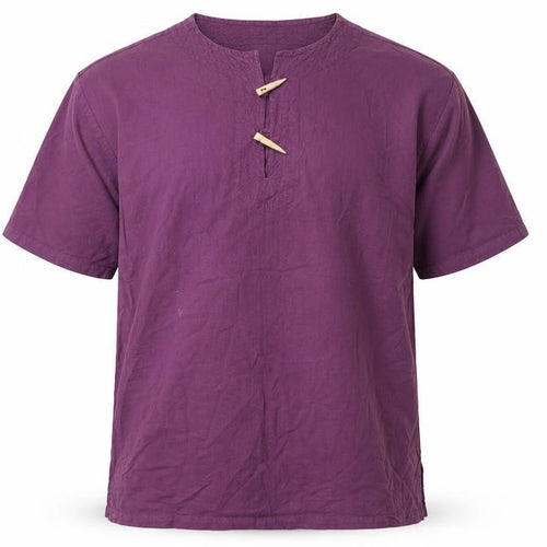 Collarless Shirt Company Men's Purple Medium Cotton Shirt