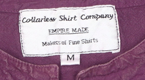 Collarless Shirt Company Men's Purple Medium Cotton Shirt