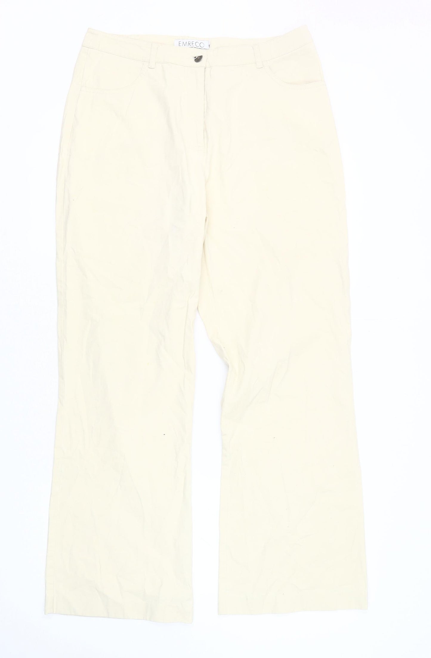 Emreco Women's Ivory Wide-Leg Trousers Size 12