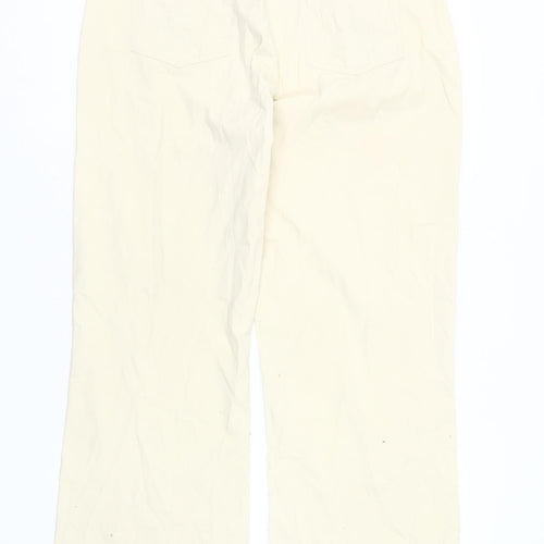 Emreco Women's Ivory Wide-Leg Trousers Size 12