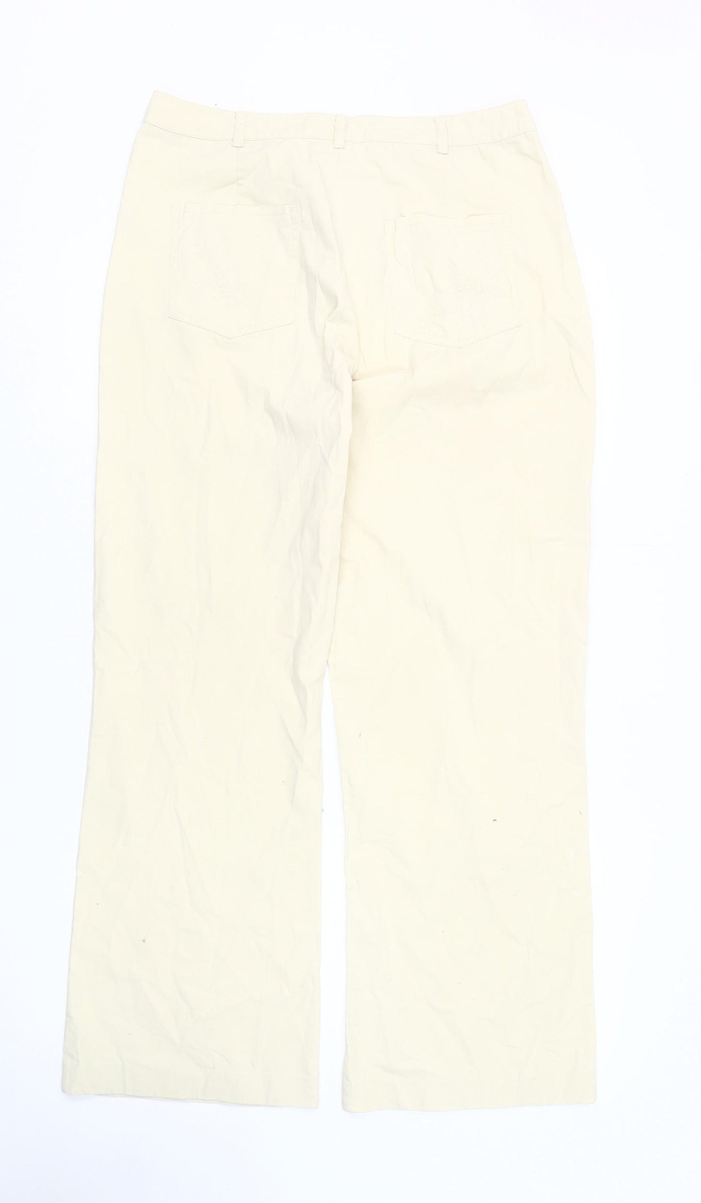 Emreco Women's Ivory Wide-Leg Trousers Size 12