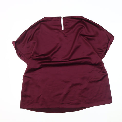 M&Co Women's Burgundy Top Size 18 Short Sleeve